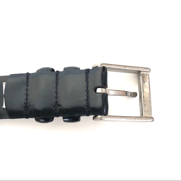 Donna Karan Black Leather Belt with Silver Buckle